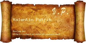 Valentin Patrik névjegykártya